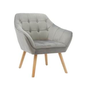 Button Back Chair Grey Velvet