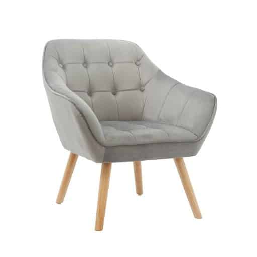 Button Back Chair Grey Velvet