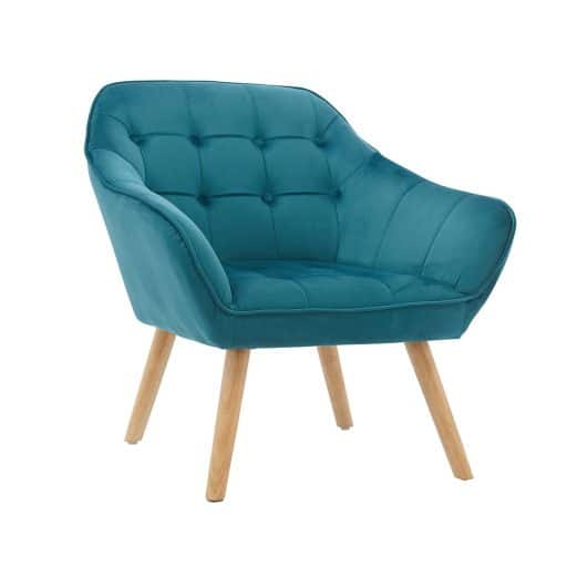 Button Back Chair Teal Velvet