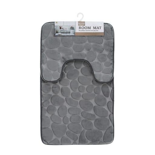 Bathmat Set 2pc Grey Pebbles 50x80cm