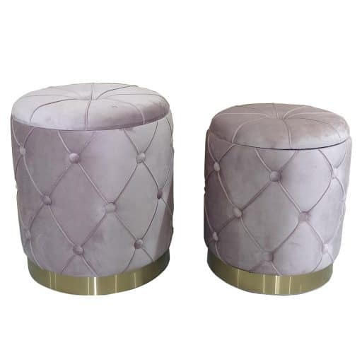Ottoman Studded Large Pink 40x45cm - Image 2