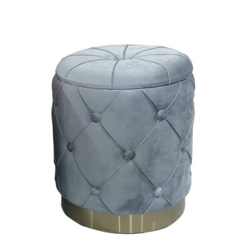 Ottoman Studded Small Grey 35x40cm