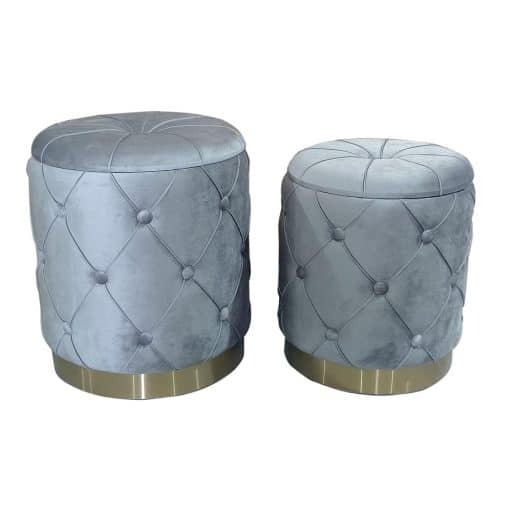Ottoman Studded Large Grey 40x45cm - Image 2