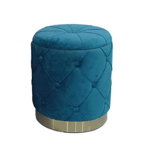 Ottoman Studded Small Peacock Blue 35x40cm