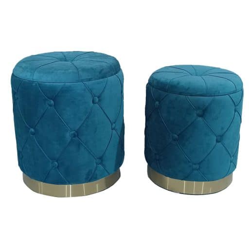 Ottoman Studded Large Peacock Blue 40x45cm - Image 2