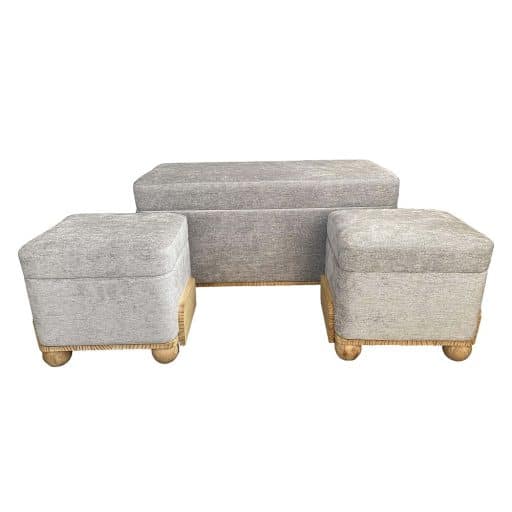 Ottoman Rectangle Large Silver 93x41x46cm