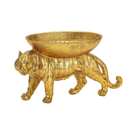 Gold Tiger With Tray 40x22cm
