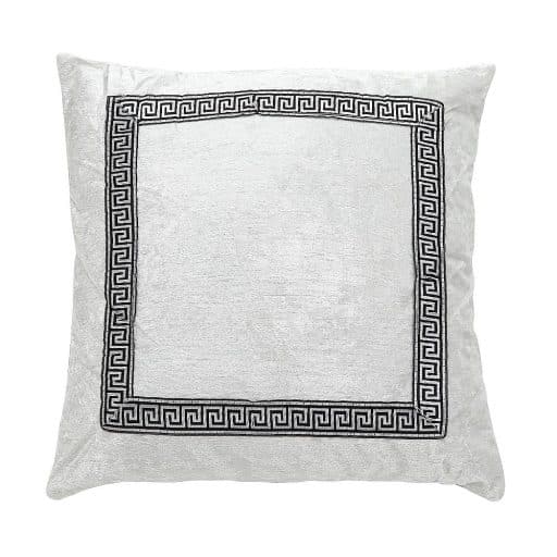 Cushion Crushed Velvet with Border 40cm - White