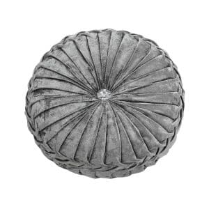 Round Crushed Velvet Cushion with Jewel Centre 35cm - Silver