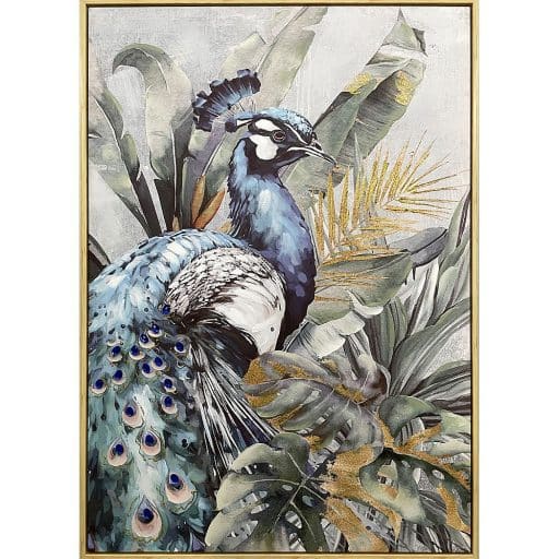 Framed Peacock With Glitter 70x100cm