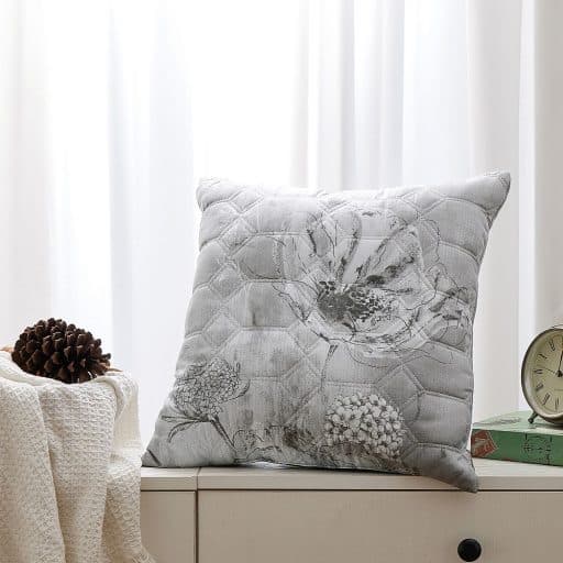 CR Cushion Silver Flower 45cm