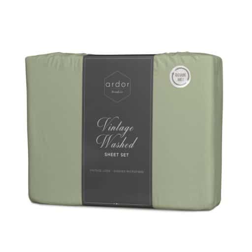 Ador Boudoir Vintage Washed Sheet Set QB Sage