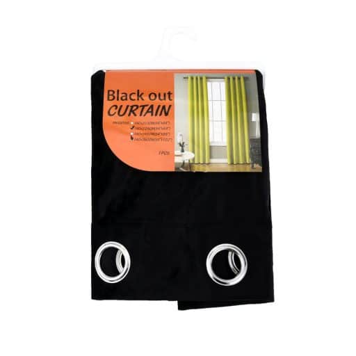 Block Out Curtain Satin Grain Black 1.4x2.2m