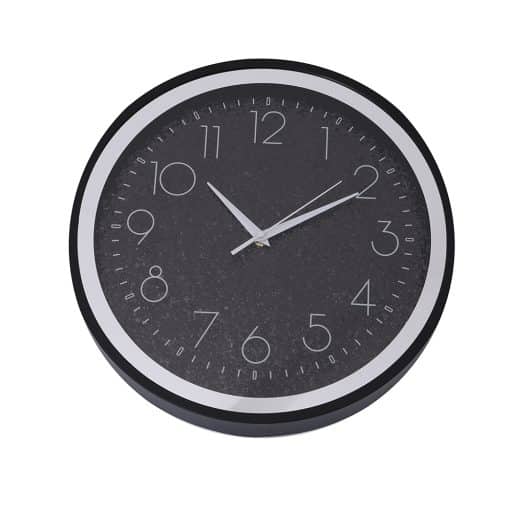 Clock Crushed Black Crystal & Mirror 35cm