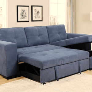 dark grey sofa bed with lift up storage