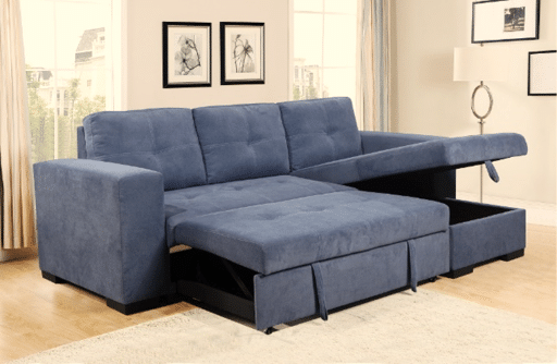 dark grey sofa bed with lift up storage