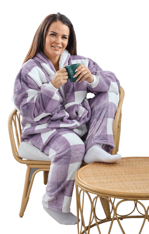 Casa Rosso Hoodie with Zip Surf Check Mauve - Image 2