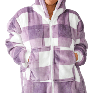Casa Rosso Hoodie with Zip Surf Check Mauve