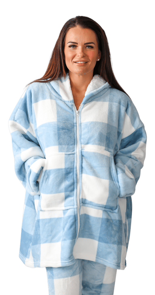 Casa Rosso Hoodie with Zip Surf Check Winter Blue - Image 3