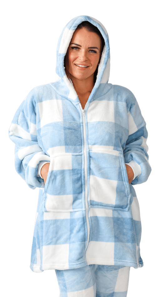 Casa Rosso Hoodie with Zip Surf Check Winter Blue