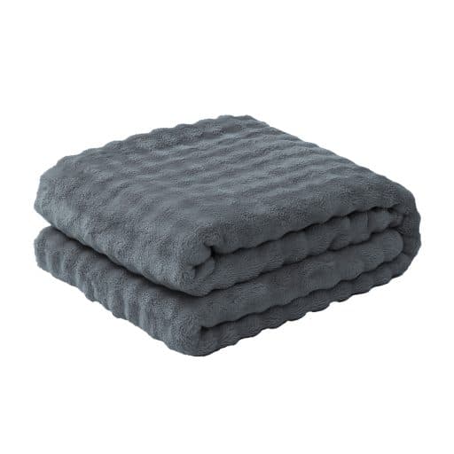 CR Bubble Flannel Throw Charcoal - Image 3