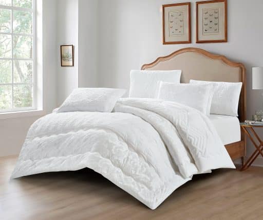 CR Lux Embossed Comforter Cal King Baby White 260cm x 280cm