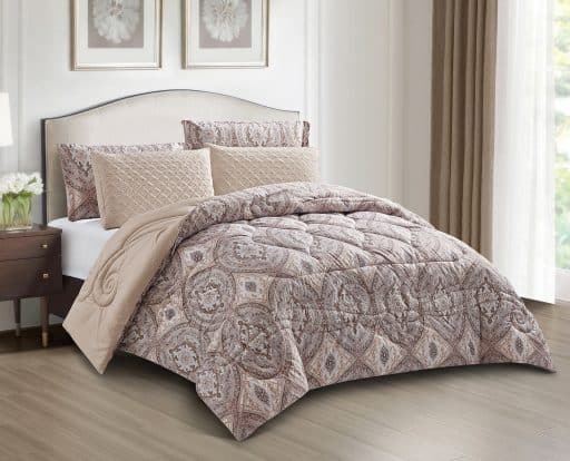 CR Lux Comforter Cal King Coffee Paisley 260cm x 280cm