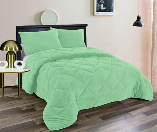 CR Teddy Fleece Comforter Sage Queen 220cmx220cm