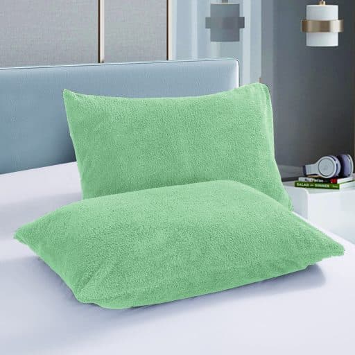 CR Teddy Fleece 2pcs Pillow Cases Sage 48cmx73cm