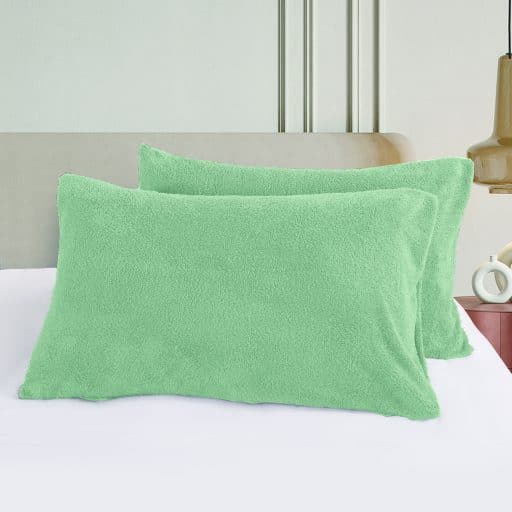 CR Teddy Fleece 2pcs Pillow Cases Sage 48cmx73cm - Image 2