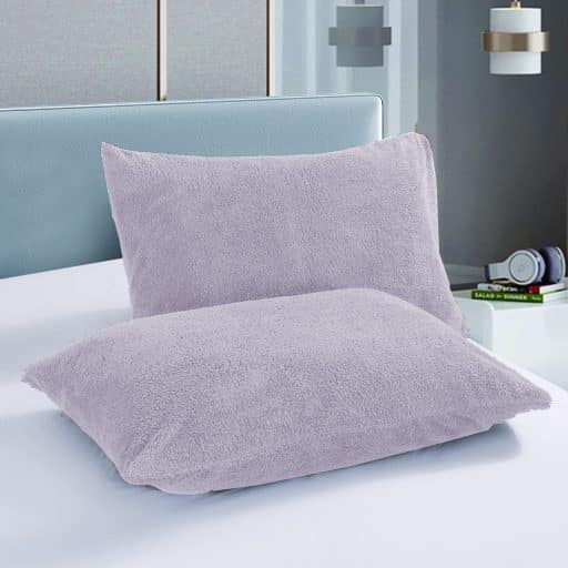 CR Teddy Fleece 2pcs Pillow Cases Mauve 48cmx73cm