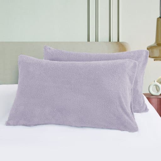 CR Teddy Fleece 2pcs Pillow Cases Mauve 48cmx73cm - Image 2