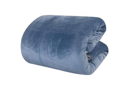 CR Flannel & Sherpa Comforter Set Blue King 240X240CM - Image 3