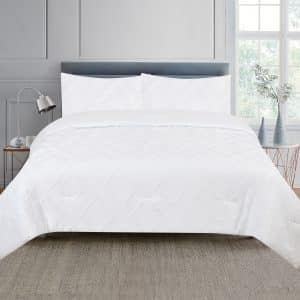 CR Jacquard Fringe Comforter Set White King 240cmx240cm