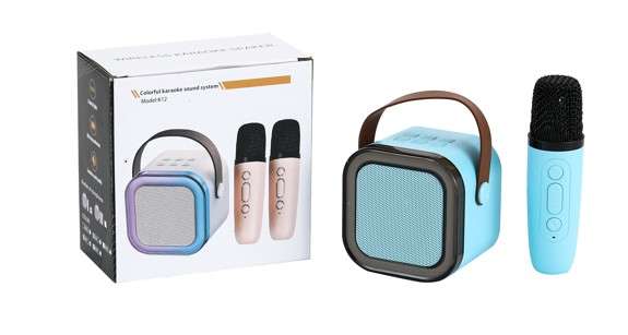 Colorful karaoke sound system with microphone