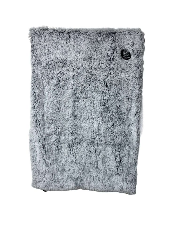 Soft gray plush throw blanket