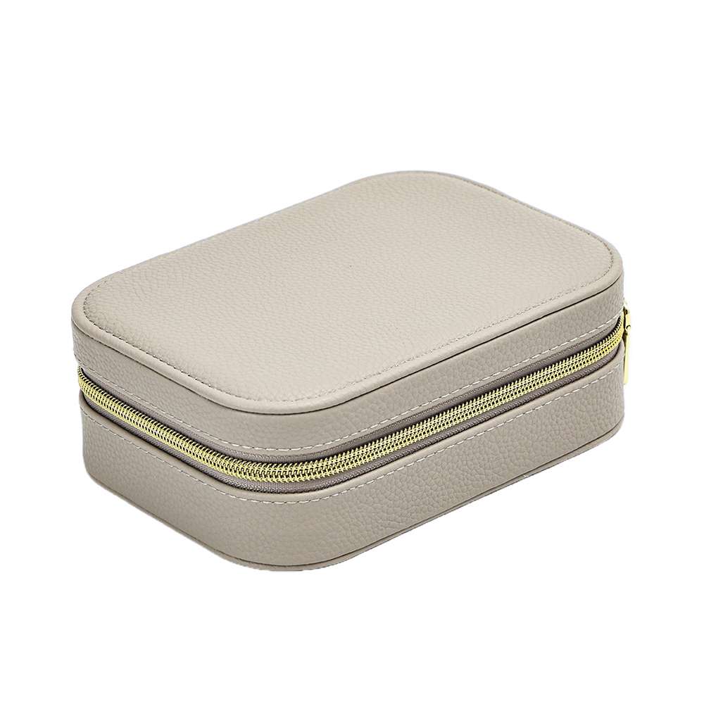 Gray leather zippered storage case