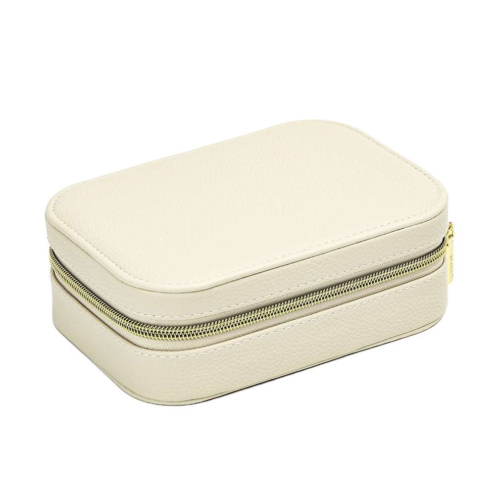 Stylish cream-colored zippered storage case