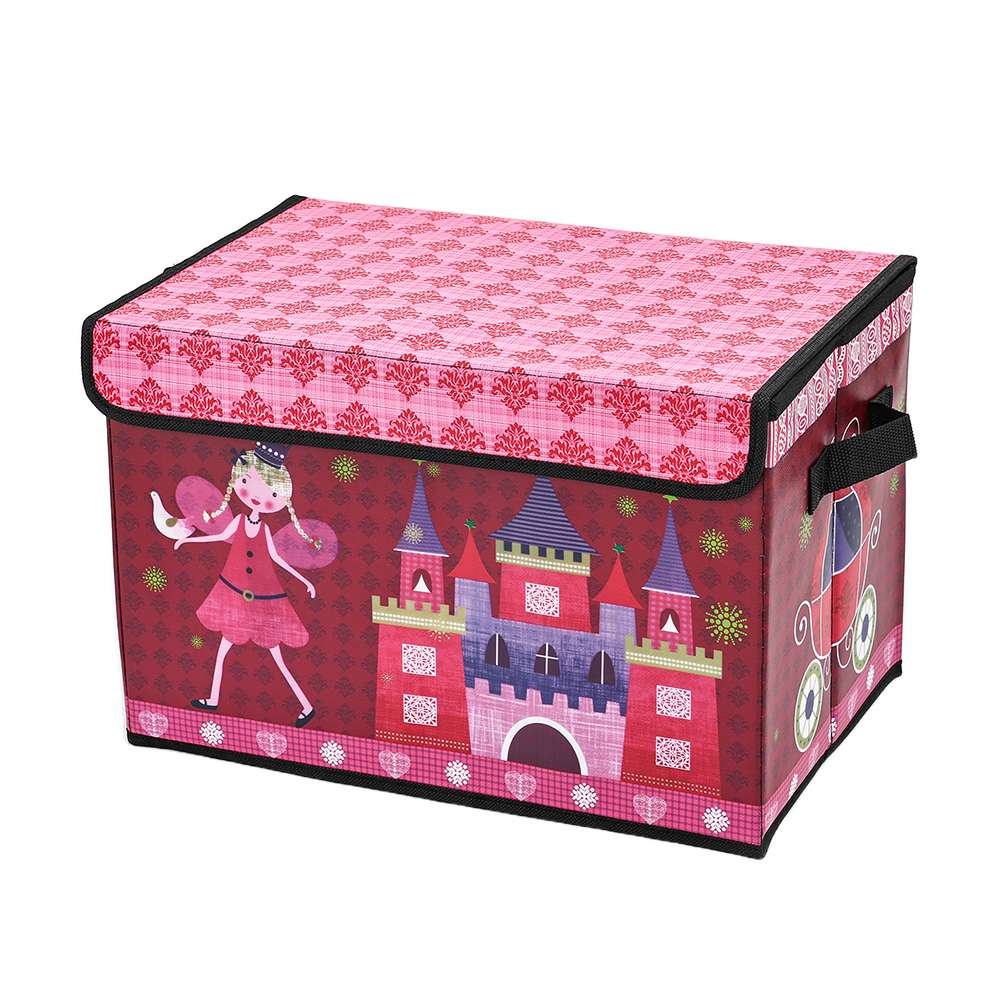 Pink princess castle storage box with lid